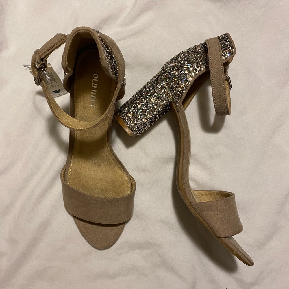 Heeled Sandal with Glitter Heel Accent